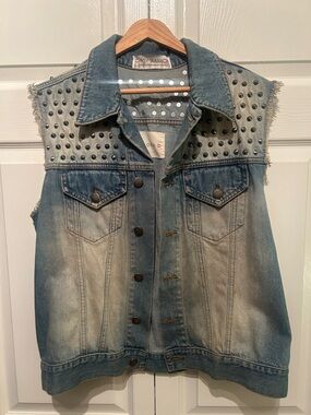 Studded denim vest